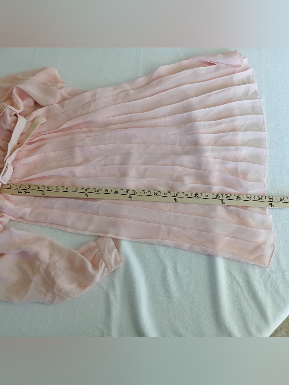VTG Seret Dress Early 80’s 90s light pink sheer midi length sz 14 button back. - Picture 13 of 16